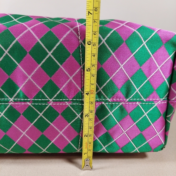 SYDNEY LOVE ARGYLE DRAWSTRING TOTE SHOULDER BAG,PINK/GREEN,ONE SIZE - Picture 12 of 14